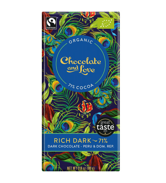 Chocolate and Love Fairtrade Organic Rich Dark 71% Chocolate - 80g