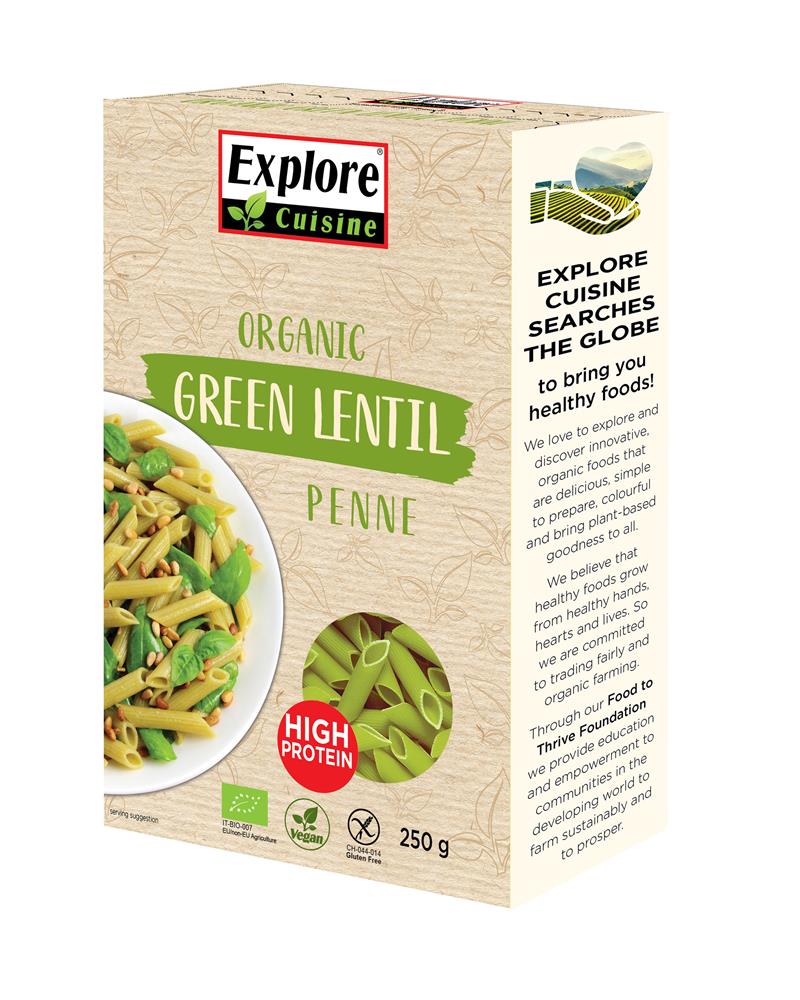 Explore Cuisine Organic Green Lentil Penne - 250g