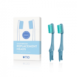 Tio replaceable brush heads in glacier blue. Pack of 2 medium heads