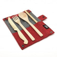 Load image into Gallery viewer, Jungle Culture Bamboo Cutlery Set in Red

