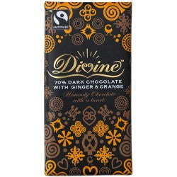 Dark Chocolate 70% with Ginger and Orange – Divine Organic - 90g