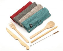 Load image into Gallery viewer, Jungle Culture Bamboo Cutlery Set in Marine
