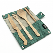 Load image into Gallery viewer, Jungle Culture Bamboo Cutlery Set in Marine
